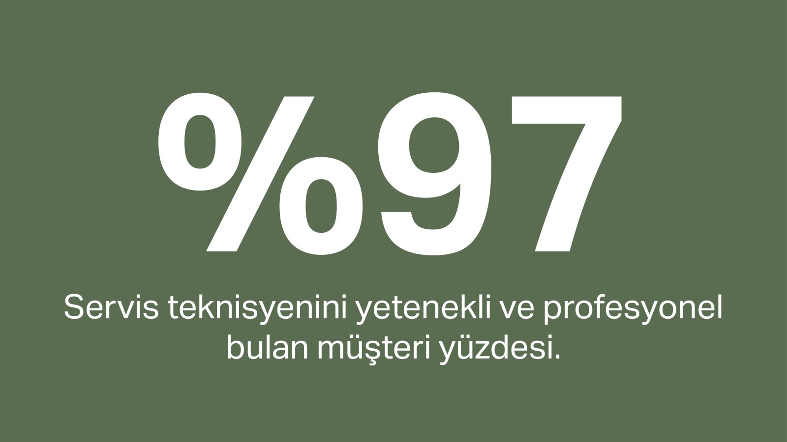 Müşterilerin %97'si servis teknisyenlerinin deneyimli ve profesyonel olduğunu düşünüyor. Müşterilerin %97'si servis teknisyenlerinin deneyimli ve profesyonel olduğunu düşünüyor.