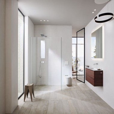 A luxurious bathroom with a walk-in shower