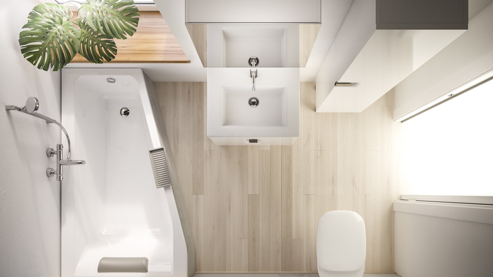 Küçük kat planına sahip banyo Küçük kat planına sahip banyo