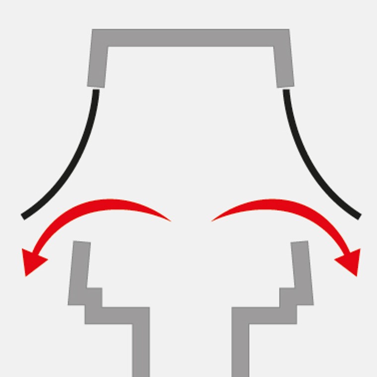 Kanalizasyon sisteminden gelen yüksek aşırı basınç da membranın açılmasıyla dengelenir Kanalizasyon sisteminden gelen yüksek aşırı basınç da membranın açılmasıyla dengelenir