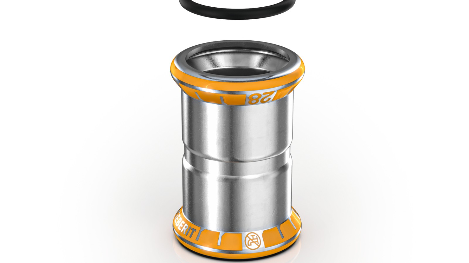 Turuncu pres göstergeli Geberit Mapress Therm fittingi