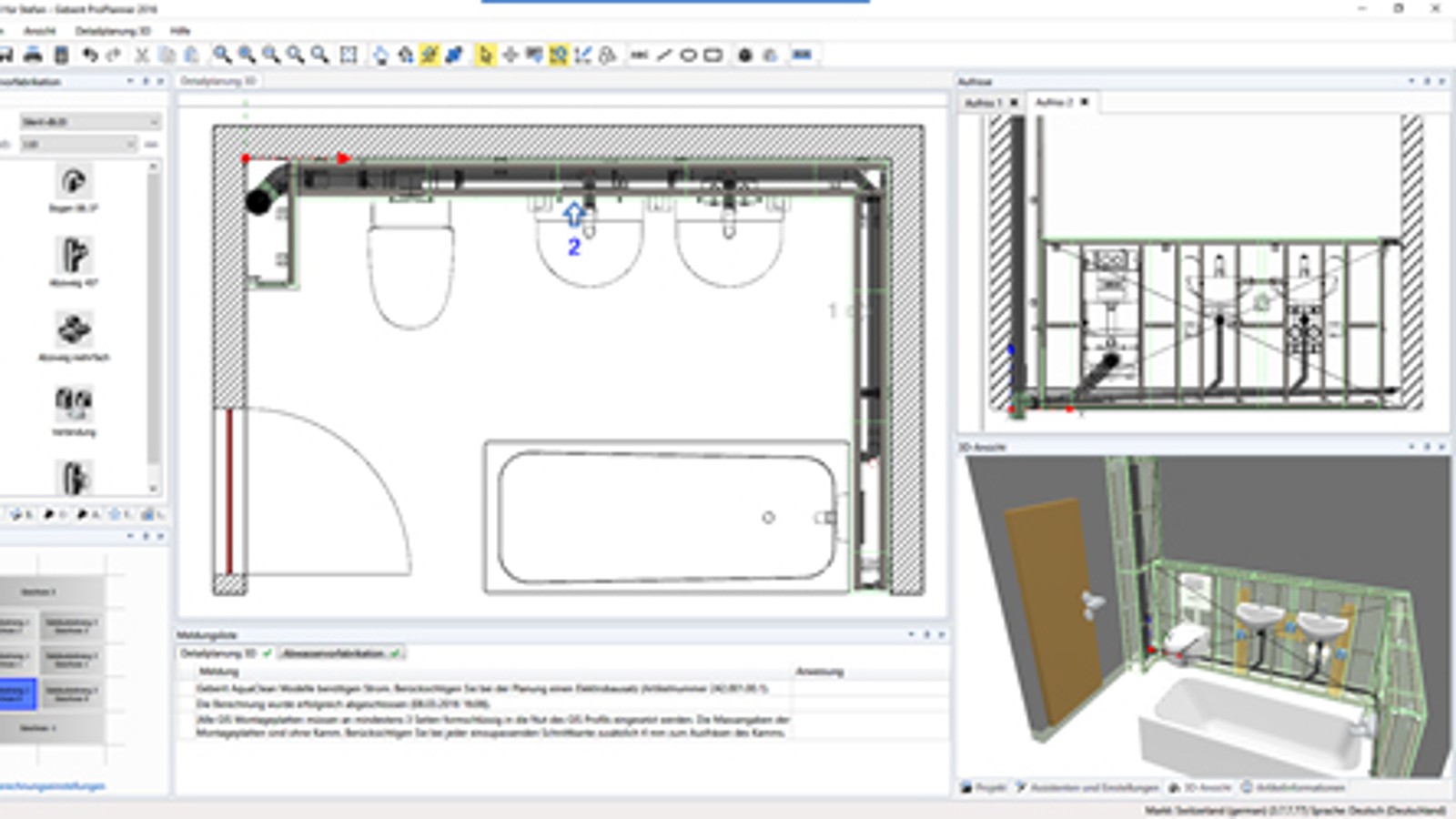 Geberit ProPlanner'de atık su tesisatı ön üretimi