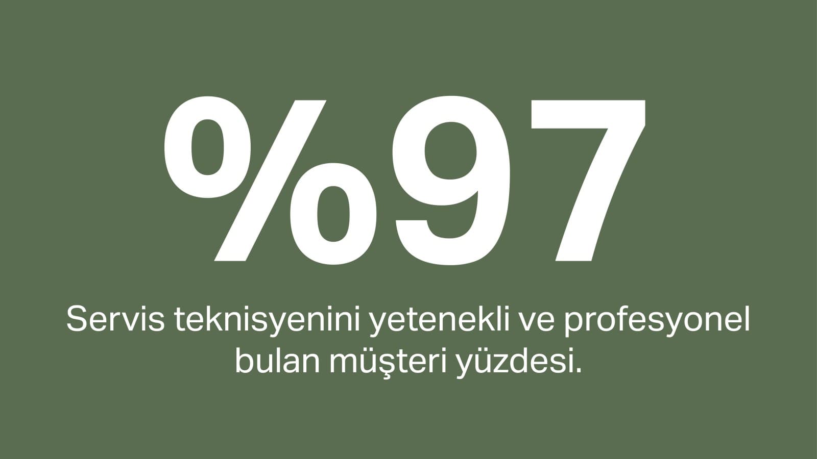 Müşterilerin %97'si servis teknisyenlerinin deneyimli ve profesyonel olduğunu düşünüyor. Müşterilerin %97'si servis teknisyenlerinin deneyimli ve profesyonel olduğunu düşünüyor.