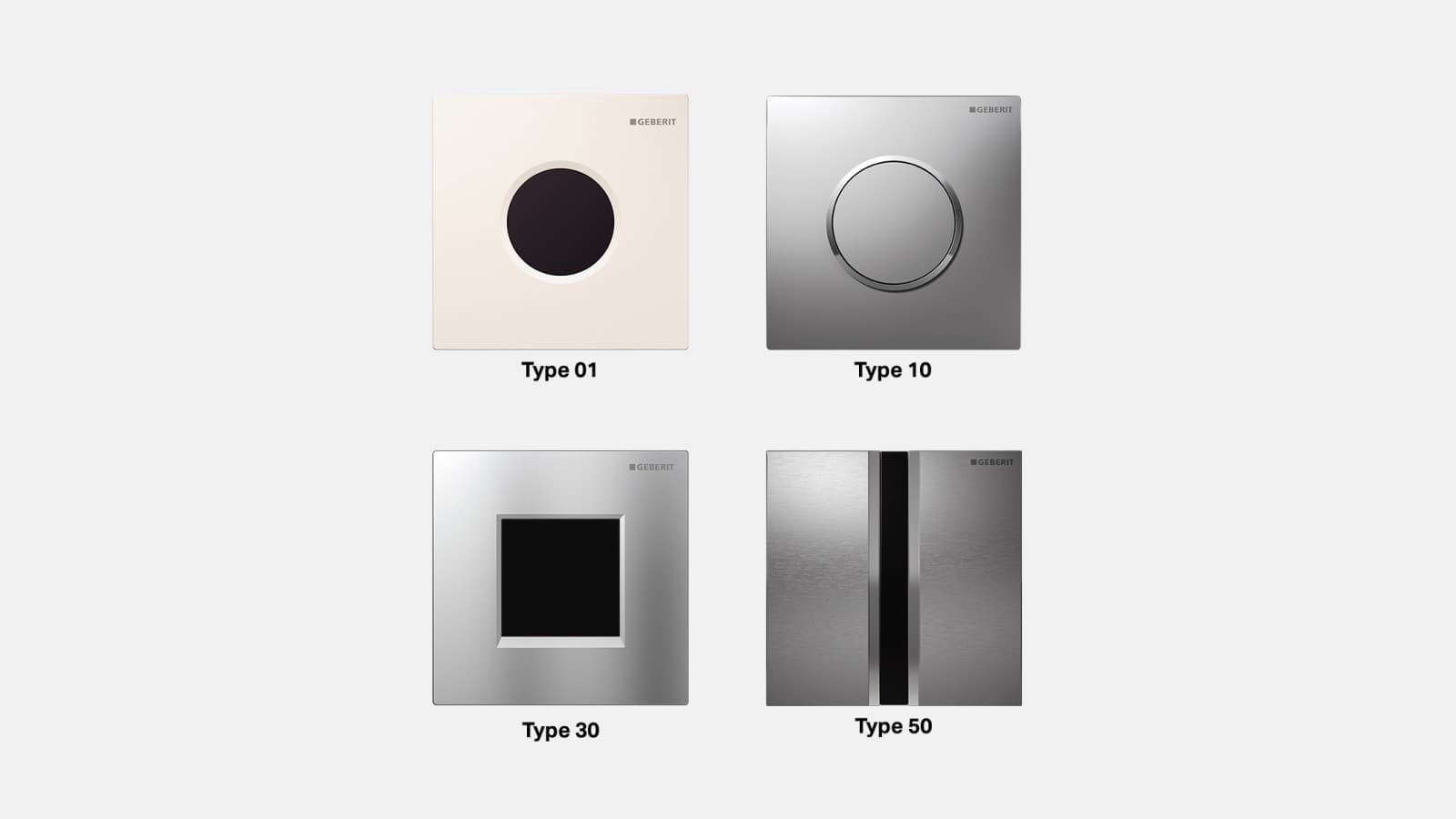 Kızılötesi ve mekanik Geberit pisuvar kumanda kapakları Kızılötesi ve mekanik Geberit pisuvar kumanda kapakları