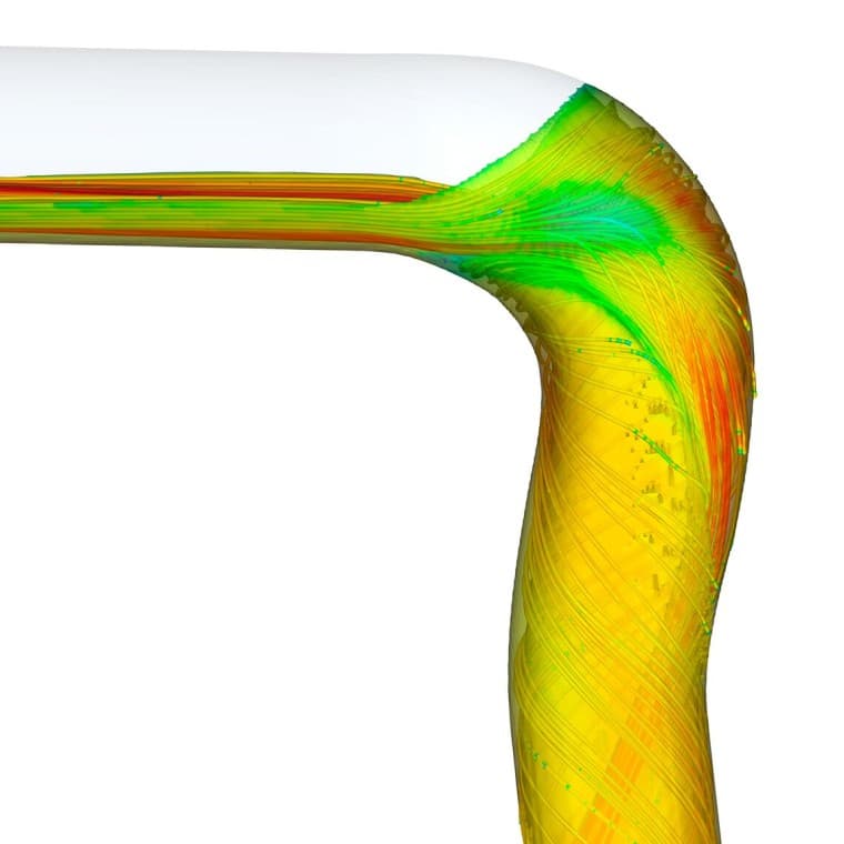 Geberit SuperTube BackFlip dirseğiyle akış simülasyonu Geberit SuperTube BackFlip dirseğiyle akış simülasyonu