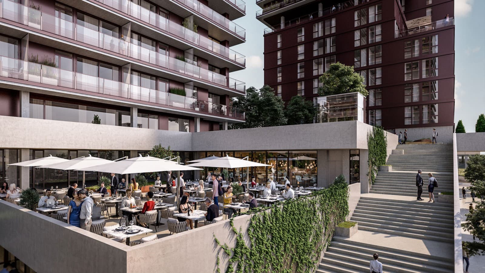 Sarkan çatı terasları ve gastronomi, teklifin bir parçasıdır (© Soravia) Sarkan çatı terasları ve gastronomi, teklifin bir parçasıdır (© Soravia)