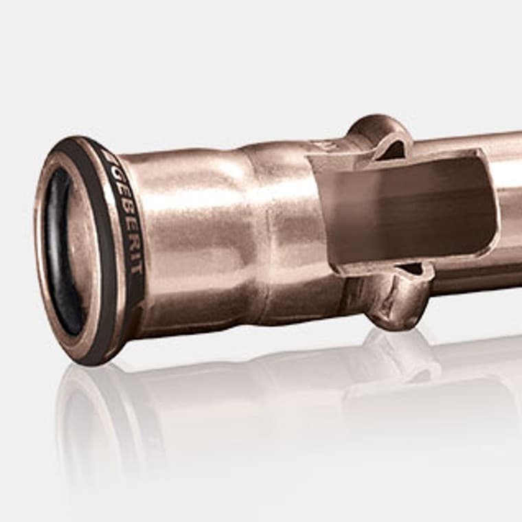 Geberit MapressCuNiFe boru ve manşon kesiti Geberit MapressCuNiFe boru ve manşon kesiti