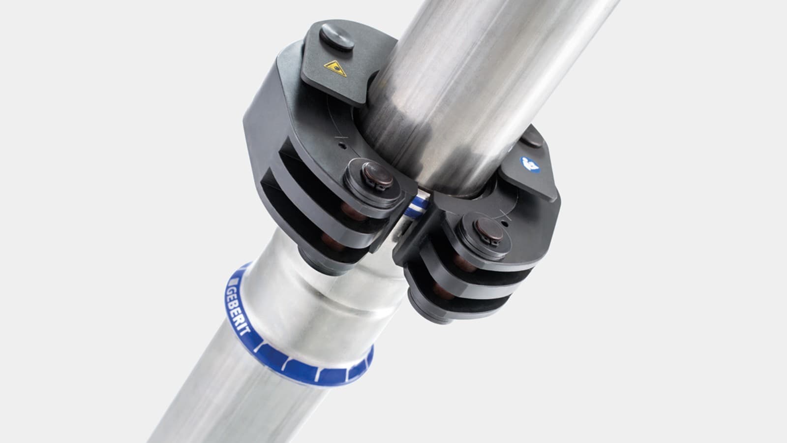 Kapatma mekanizması Geberit pres manşeti Geberit Mapress fittinge kilitler Kapatma mekanizması Geberit pres manşeti Geberit Mapress fittinge kilitler